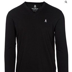 Psycho Bunny V-Neck Long Sleeve Lightweight Tee T-Shirt Embroidered Logo 6/Large